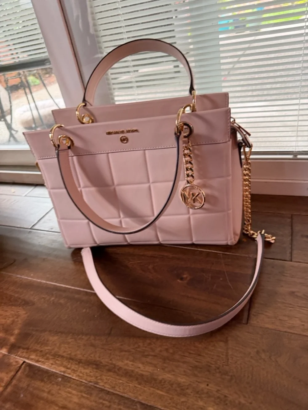 Michael Kors Pale Pink Quilted Satchel with Gold Hardware - Picture 4 of 4
